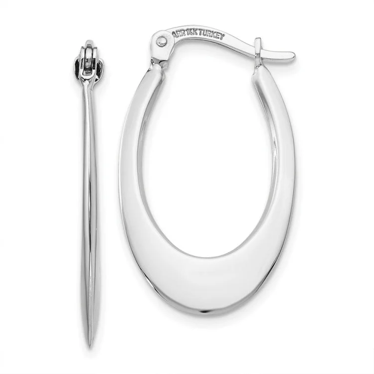 Ladies designer earrings-14k White Gold Polished Hoop Earrings