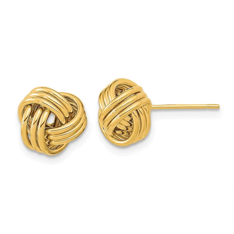 Ladies heart earrings-14k Polished Triple Love Knot Post Earrings