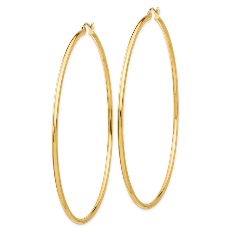 Ladies cubic zirconia hoop earrings-14k Polished 2x75mm Round Tube Hoop Earrings