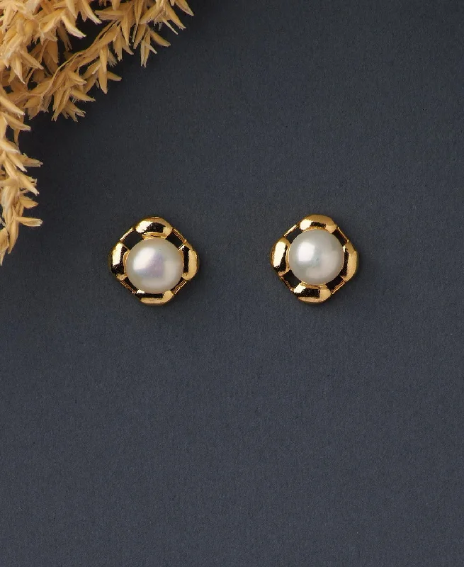 Ladies gemstone drop earrings-Simple Stud Pearl Earring