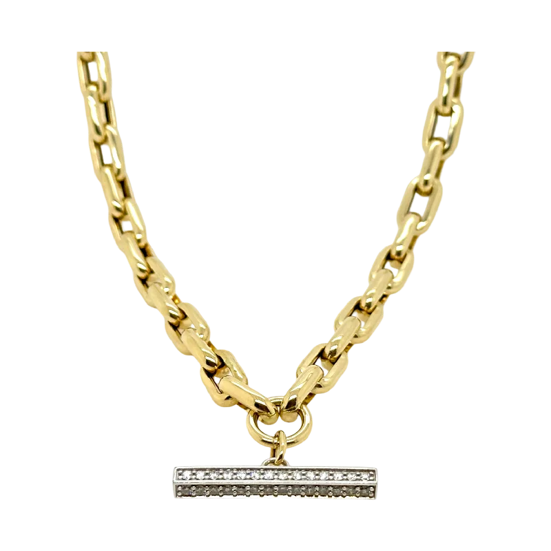 Ladies zodiac necklace-OVAL LINK CHAIN WITH DIAMOND TOGGLE