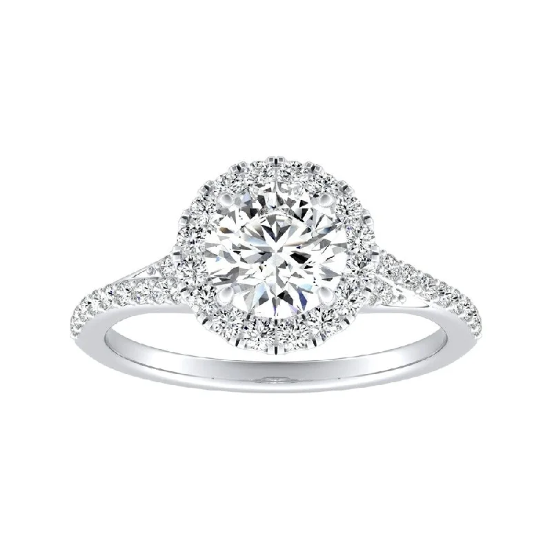 Ladies cushion cut engagement ring-Auriya 14k Gold 4ct Moissanite Halo Diamond Engagement Ring 1/3ctw