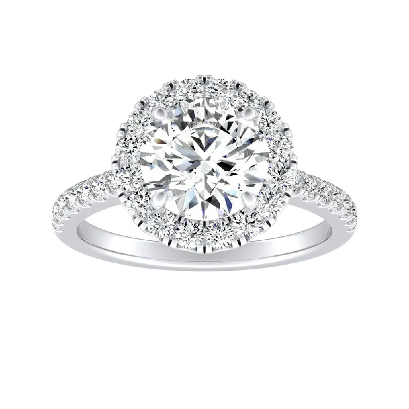 Ladies platinum engagement ring set-Auriya 14k Gold 4ct Moissanite Halo Diamond Engagement Ring 3/8ctw