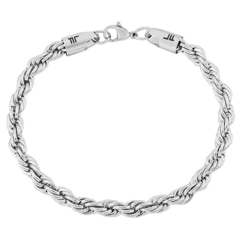 Ladies silver tennis bracelet-London Fog Rope Chain 8 Inch Stainless Steel Bracelet