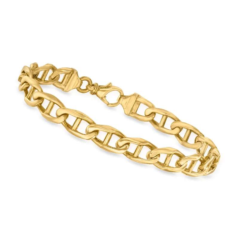 Ladies wedding bracelet set-Canaria Men's 8.5mm 10kt Yellow Gold Anchor-Link Bracelet