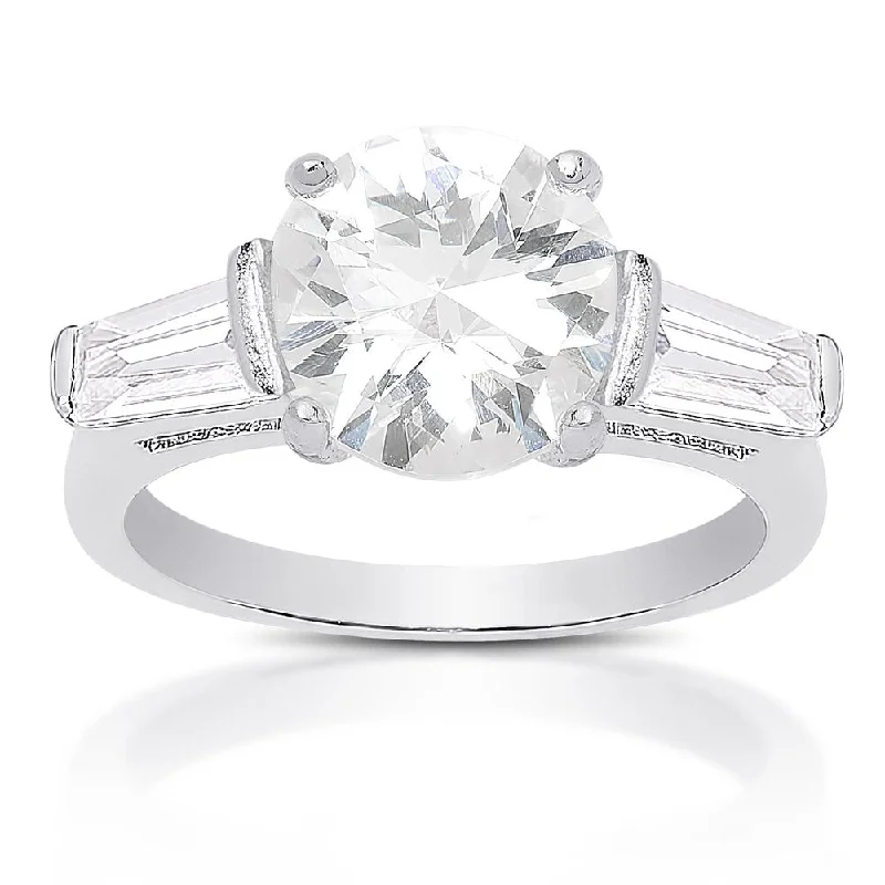 Ladies diamond ring engagement set-Dolce Giavonna Sterling Silver Cubic Zirconia Engagement Ring