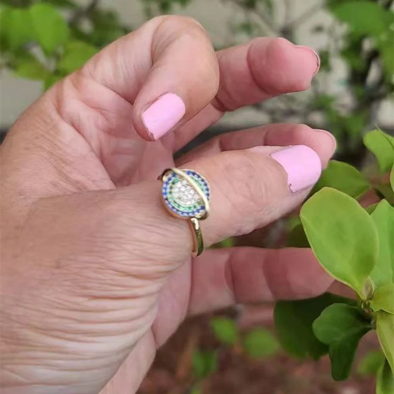 White Zirconium Planet Ring