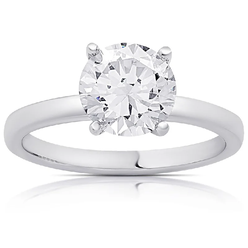 Ladies classic engagement ring-Dolce Giavonna Sterling Silver Cubic Zirconia Solitaire Engagement Ring