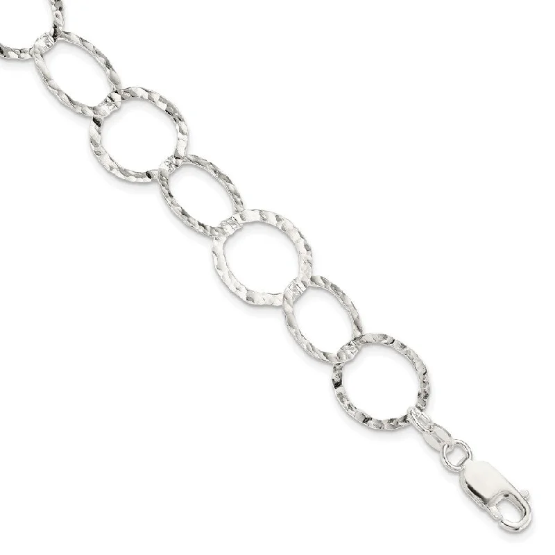 Ladies gold bracelet-925 Sterling Silver Fancy Hammered Bracelet, 7.5"