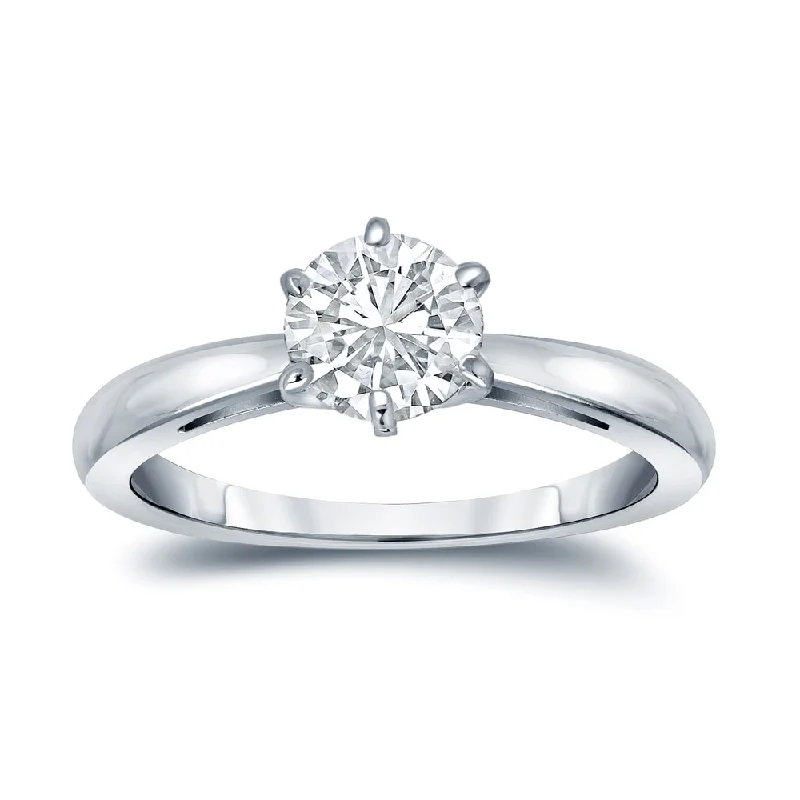 Ladies platinum engagement ring set-Auriya 14k Gold 3ctw Solitaire Moissanite Engagement Ring 6-Prong