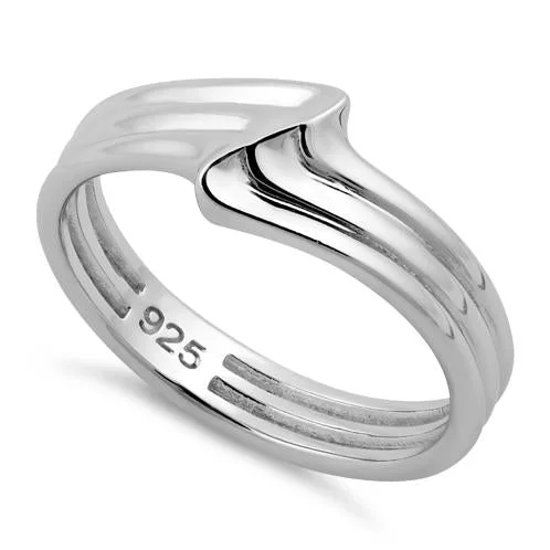 Ladies wedding ring set-Sterling Silver Multiple  Small Wave Ring