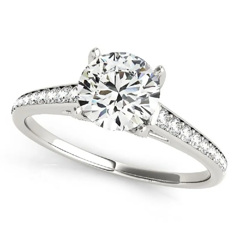 Ladies art deco engagement ring-Auriya 3/4ct Round Moissanite and 1/3ctw Diamond Engagement Ring 14K Gold