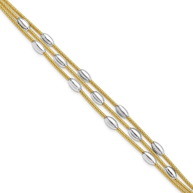 Ladies diamond bracelet-925 Sterling Silver Rhodium-plated Gold-tone Bracelet, 7.5"