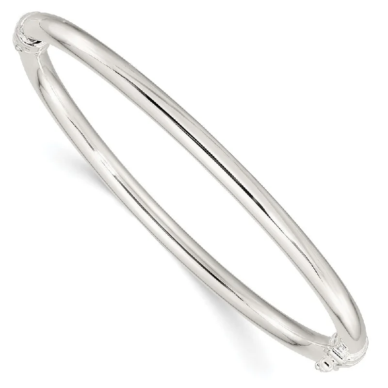 Ladies adjustable bracelet-925 Sterling Silver Hinged Bangle Bracelet, 7" (W-4mm)