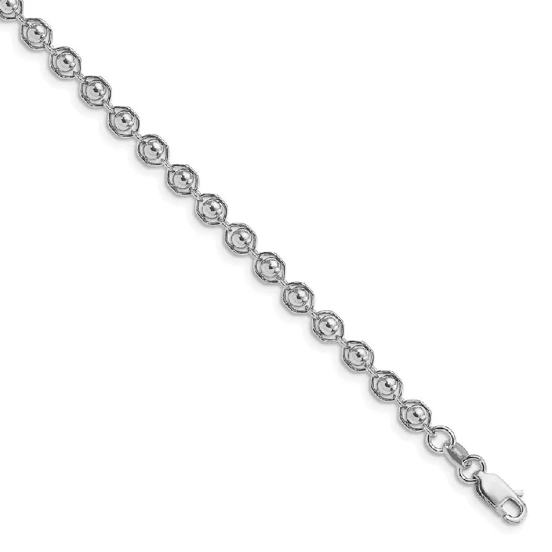 Ladies bracelet set-925 Sterling Silver Rhodium-plated Beaded Bracelet, 7.5"