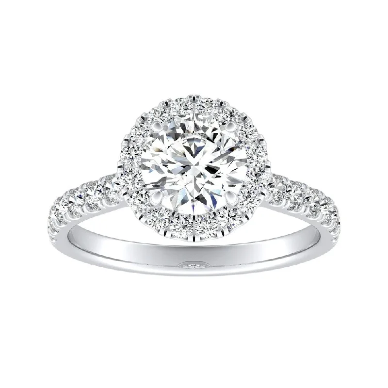 Ladies antique engagement ring-Auriya 14k Gold 1 1/2ct Moissanite Halo Diamond Engagement Ring 5/8ctw