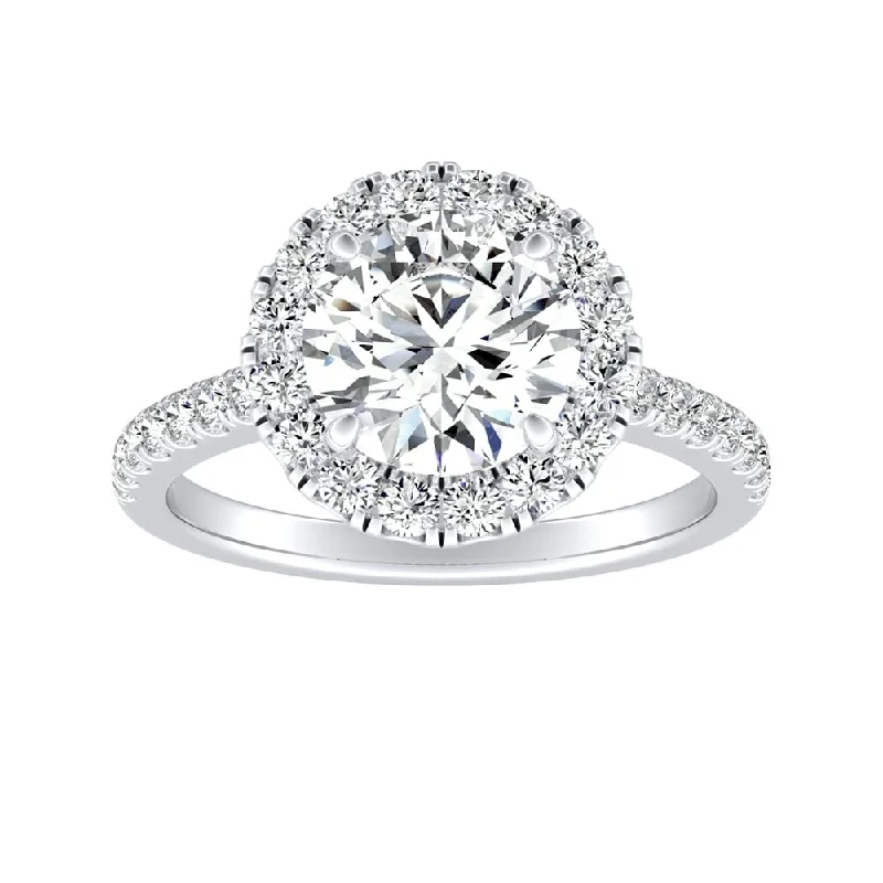 Ladies engagement ring with a twist-Auriya 14k Gold 2ct Moissanite Halo Diamond Engagement Ring 3/8ctw