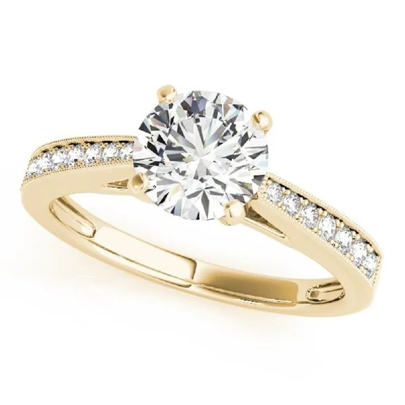 Ladies vintage engagement ring-Auriya 14k Gold Classic 2ct Moissanite and Diamond Engagement Ring 1/6ctw