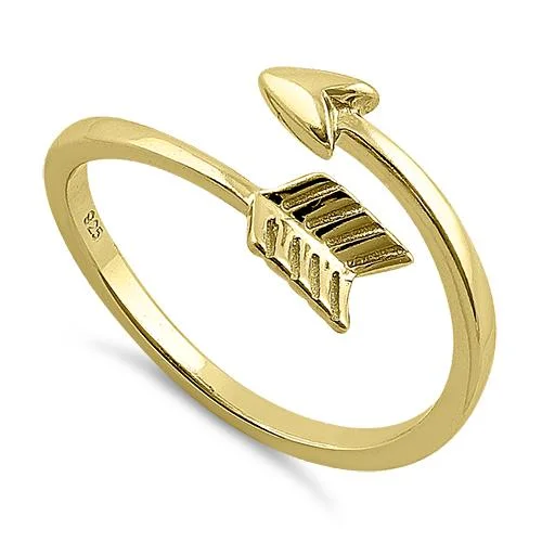 Ladies vintage solitaire ring-Sterling Silver Gold Plated Arrow Ring