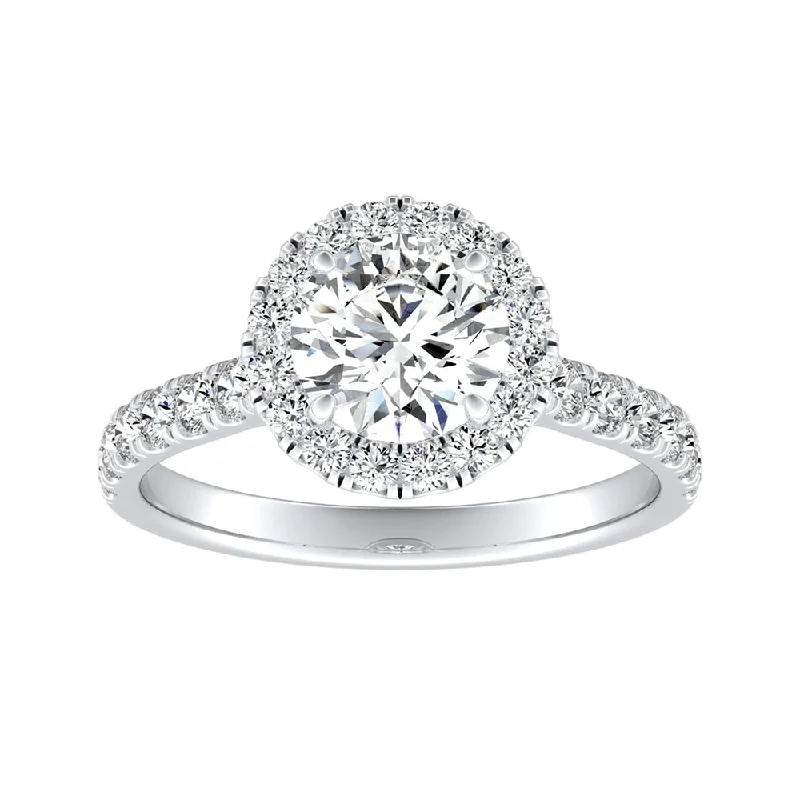 Ladies engagement ring with halo-Auriya 14k Gold 2 1/2ct Moissanite Halo Diamond Engagement Ring 5/8ctw