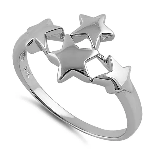 Ladies wedding ring-Sterling Silver 4 Stars Ring