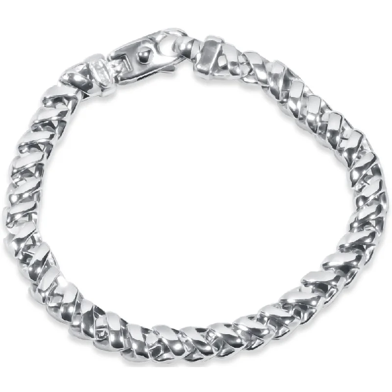 Ladies crystal bangle-Men's 14k Gold (50gram) or Platinum (94gram) 8mm Link Bracelet 8.5"