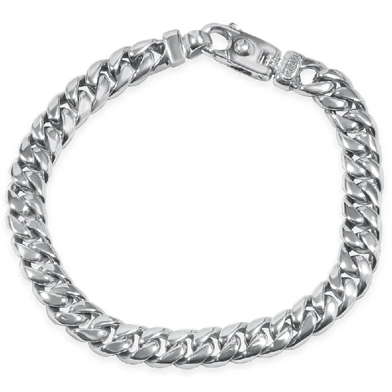 Ladies leather braided bracelet-Men's Cuban Link 14k Gold (59gram) or Platinum (95gram) 9mm Bracelet 8.5"