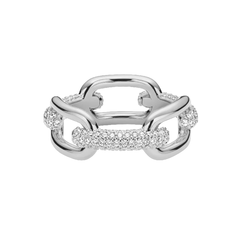 Ladies classic ring-Crystal Link Ring Silver