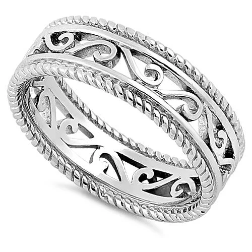 Ladies modern wedding band-Sterling Silver Unique Band Ring