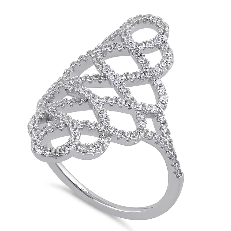 Ladies diamond accent ring-Sterling Silver Figure 8 Extravagant Clear CZ Ring