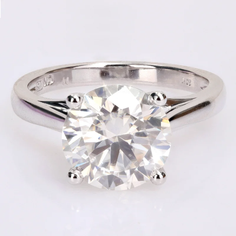 Ladies vintage engagement ring-Miadora 3 1/2ct DEW Moissanite Classic Solitaire Engagement Ring in 10k White Gold