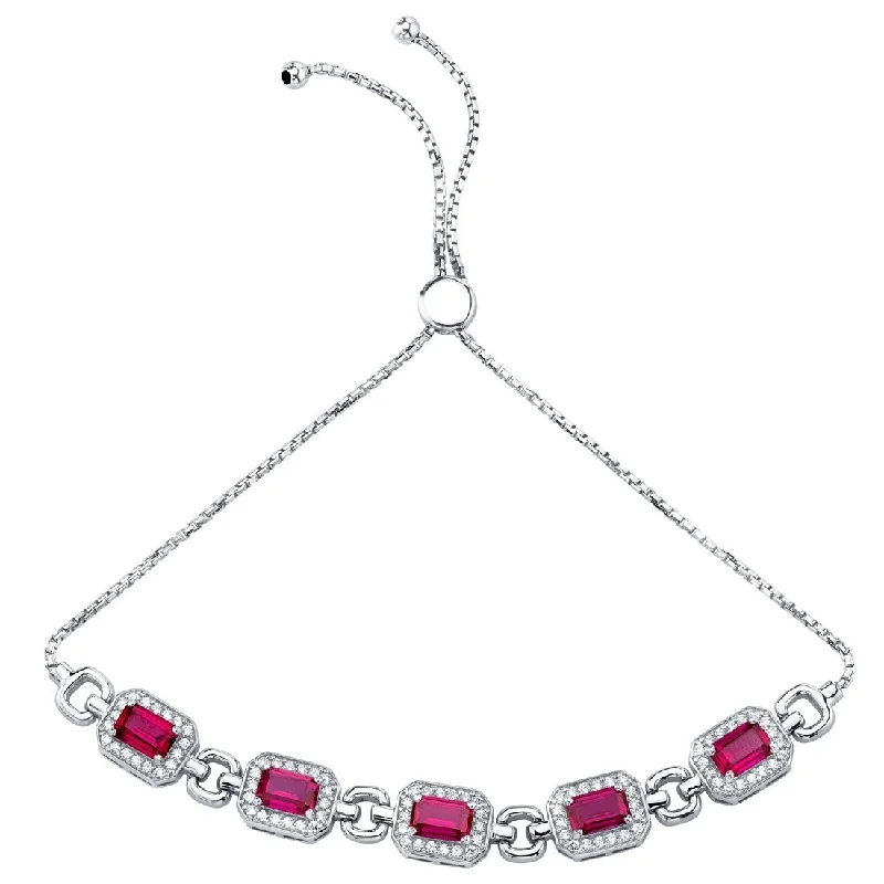 Ladies infinity bracelet-3.75 ct Ruby Adjustable Bracelet in Sterling Silver