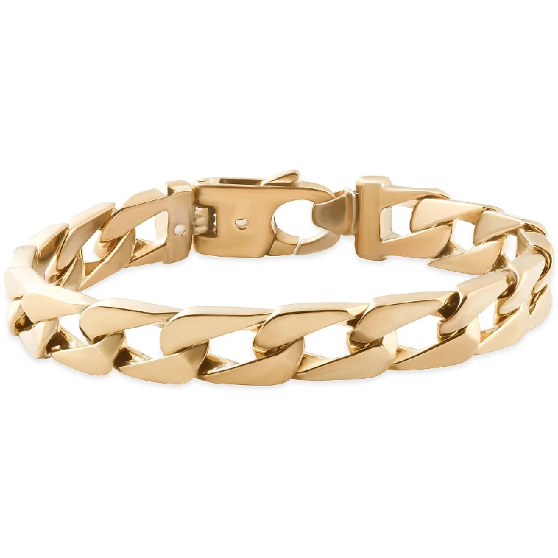 Ladies elegant charm bracelet-Men's Link 14k Gold (70gram) or Platinum (113gram) 10mm Bracelet 9"