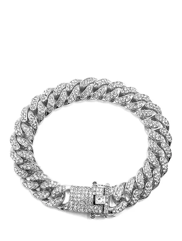 Ladies infinity bangle-Silver Cz Link & Clasp Bracelet