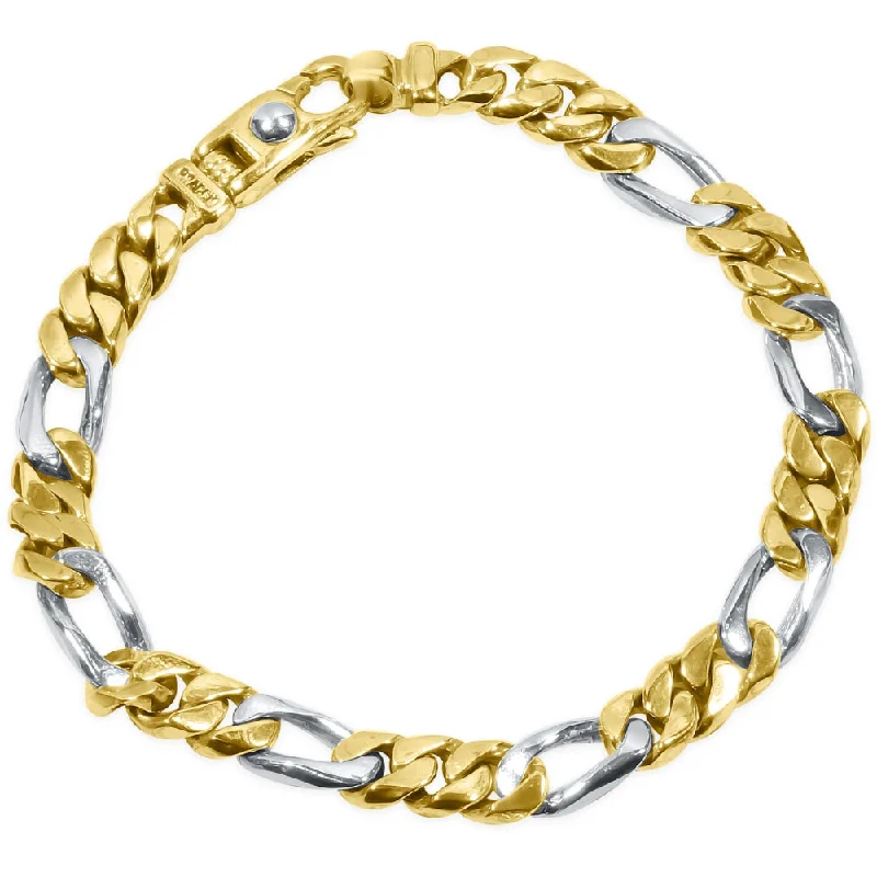 Ladies cute bracelet-Men's Figaro Link 14k Gold (41gram) or Platinum (66gram) 8mm Bracelet 8.5"