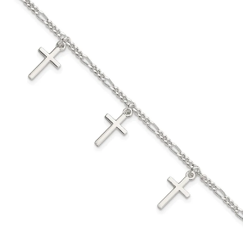 Ladies pearl bracelet-925 Sterling Silver Cross Bracelet, 7.5"