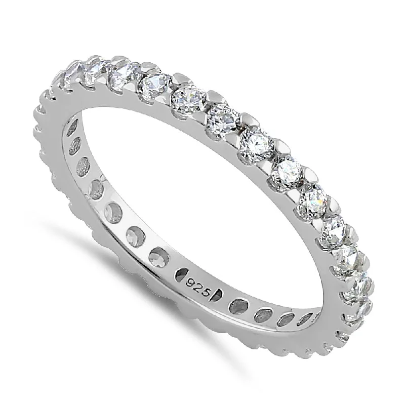 Ladies engagement ring set-Sterling Silver Stackable Eternity CZ Ring