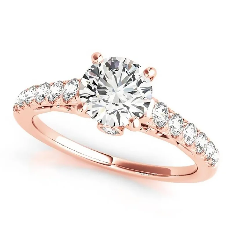 Ladies rose gold engagement ring with diamonds-Auriya Classic 1 1/2 carat Moissanite and Diamond Engagement Ring 3/8ctw 14K Gold