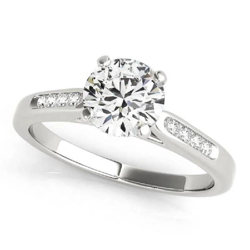 Ladies two-tone engagement ring-Auriya Classic 2ct Round Moissanite and Diamond Engagement Ring 1/10ctw 14K Gold