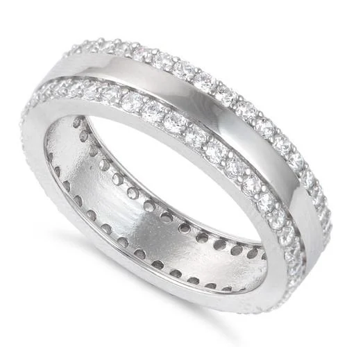 Ladies personalized ring-Sterling Silver Eternity CZ Ring