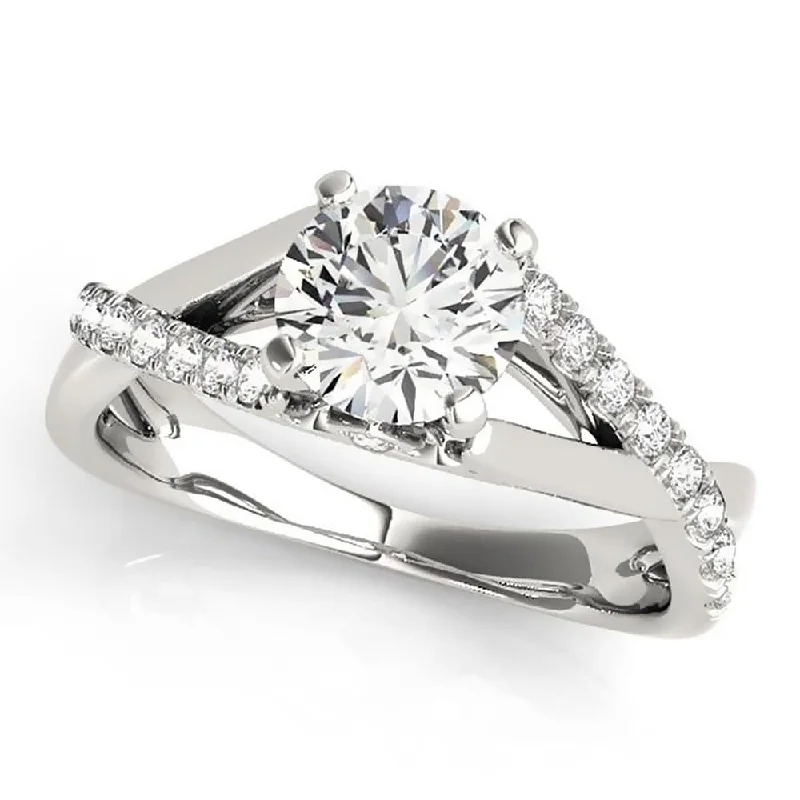 Ladies elegant platinum engagement ring-Moissanite by Auriya 2ctw and Diamond Engagement Ring 1/4ctw 14k Gold