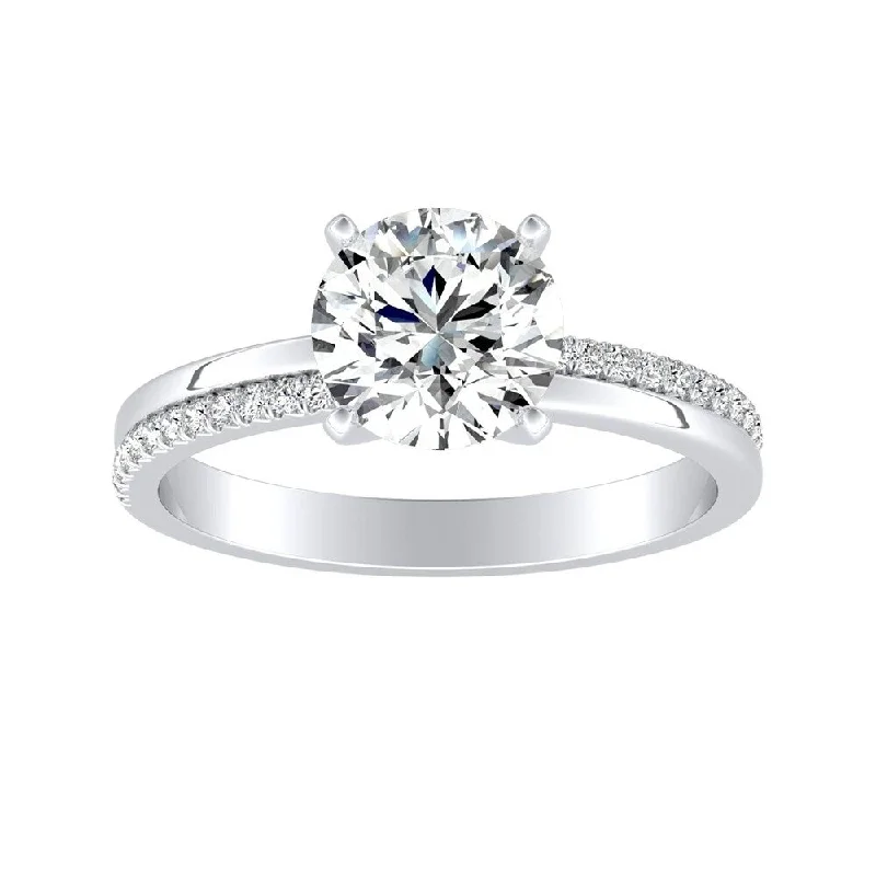 Ladies elegant platinum engagement ring-Auriya 14k Gold Modern 1 1/2ct Moissanite and Diamond Engagement Ring 1/8ctw