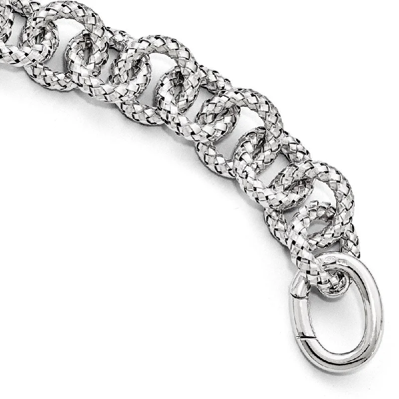 Ladies bracelet for engagement-925 Sterling Silver Textured Hidden Clasp Fancy Bracelet, 8"