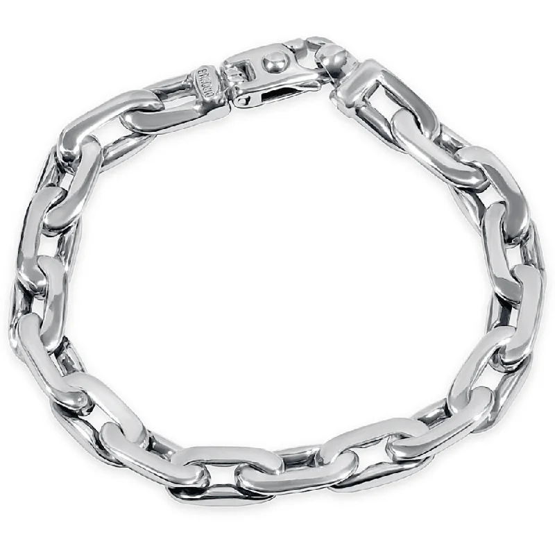 Ladies infinity charm bracelet-Men's 14k Gold (43gram) or Platinum (73gram) 8mm Link Bracelet 8.5"