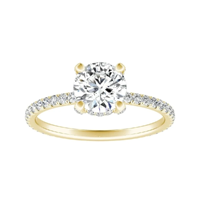 Ladies classic solitaire engagement ring-Auriya 14k Gold Classic 2ct Moissanite and Diamond Engagement Ring 1/3ctw