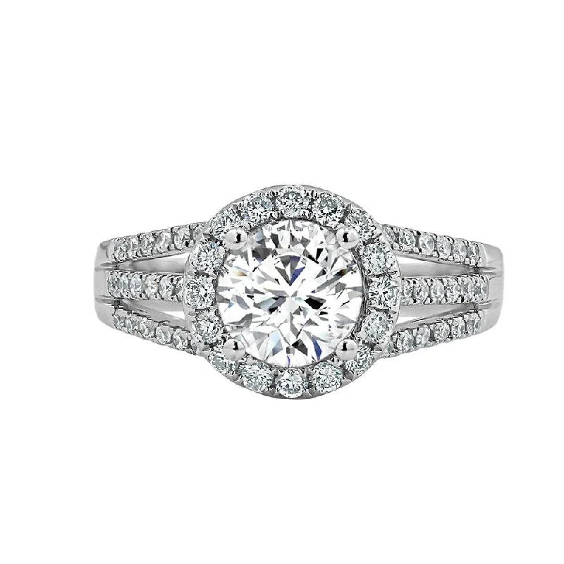 Ladies halo engagement ring-Round 1 5/8ct Moissanite and 1/2ct TDW Diamond Halo Engagement Ring