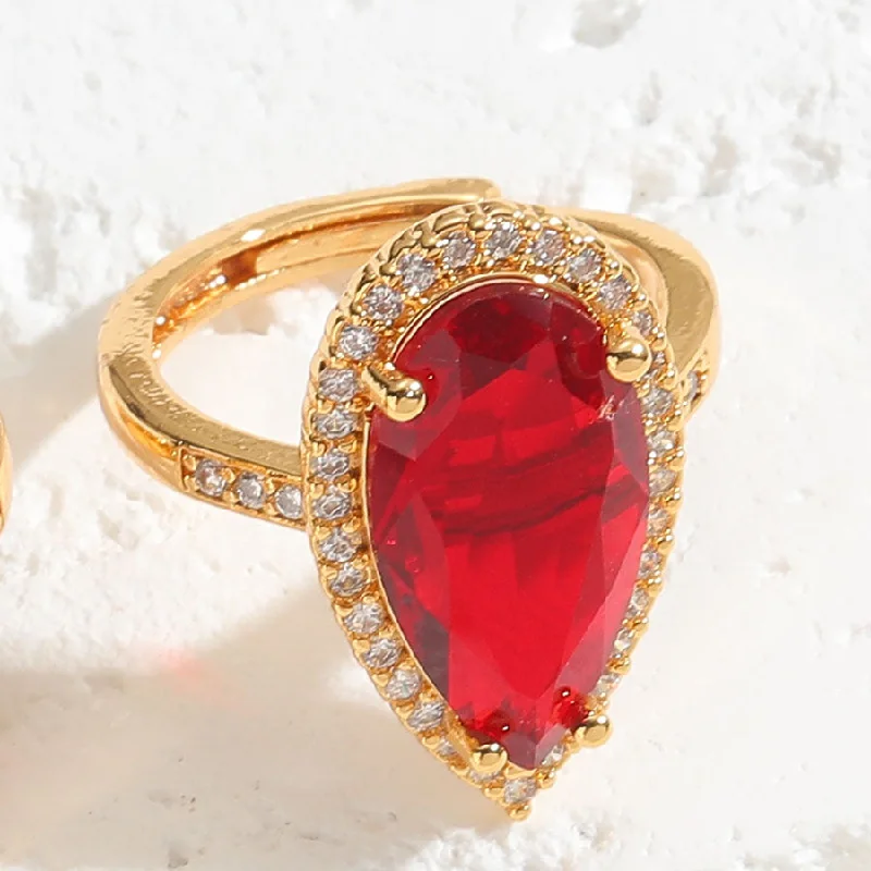 Red Water Drop Ring