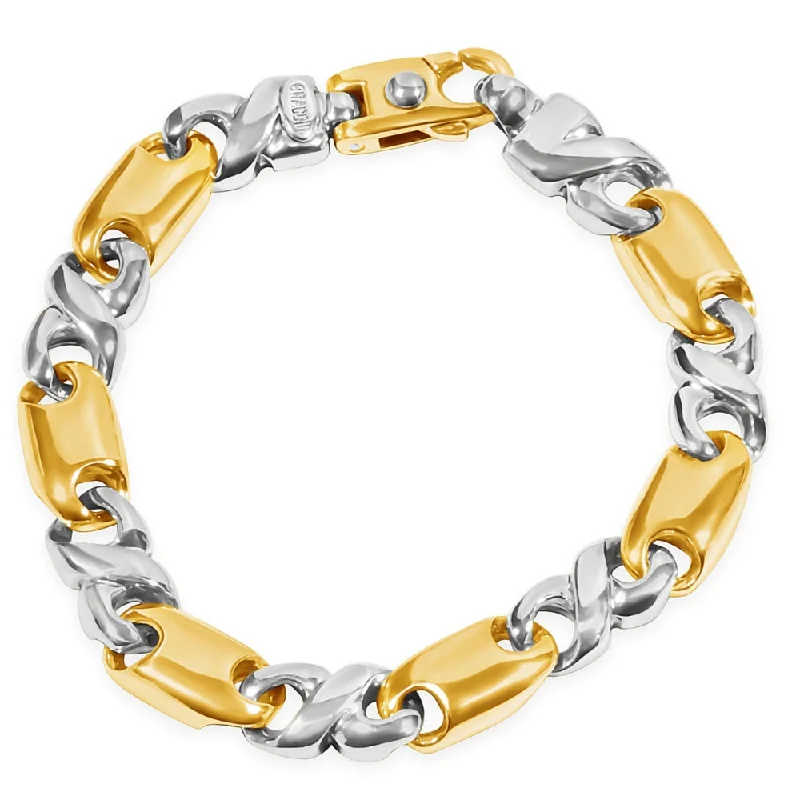 Ladies statement bracelet-Men's Link 14k Gold (65gram) or Platinum (105gram) 9.5mm Bracelet 8.5"