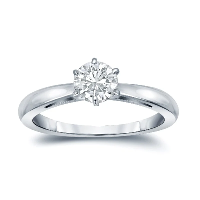 Ladies princess cut diamond engagement ring-Auriya 1/2ctw Solitaire Moissanite Engagement Ring 6-Prong 14K Gold