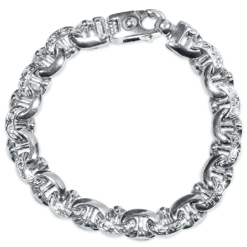 Ladies crystal charm bracelet-Men's Designed Link 14k Gold (62gram) or Platinum (100gram) 10.5mm Bracelet 8.25